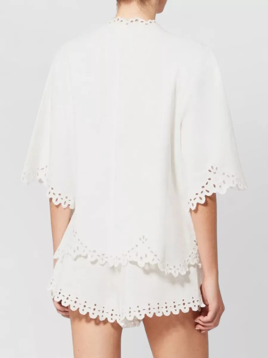 Isabel Marant Etoile Shana Cotton Blouse Eyelet V Neck