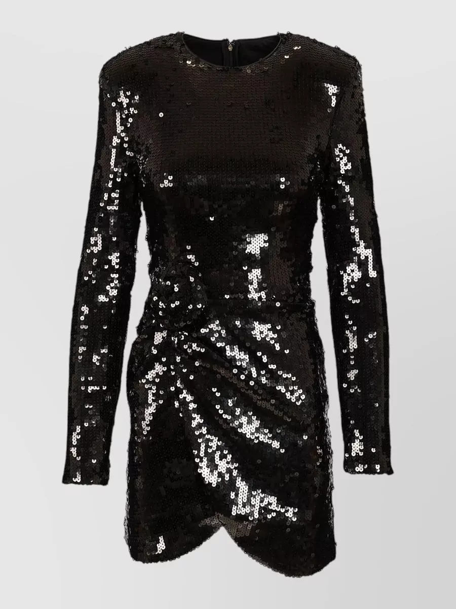 Rotate sequin long-sleeve gathered mini dress