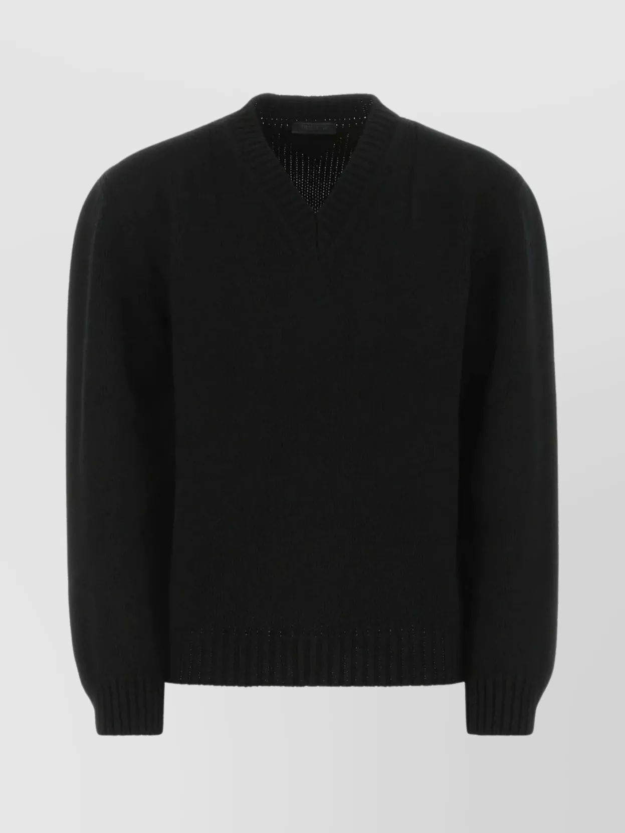 Shop Prada Wool Sweater With Knit Texture And V Neckline