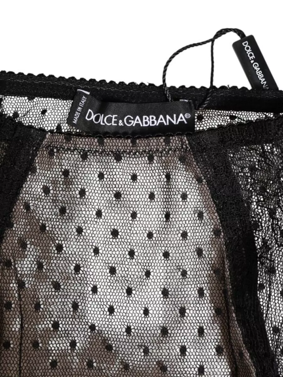 Dolce&Gabbana Sheer Polka-Dot Lace High-Waist Briefs