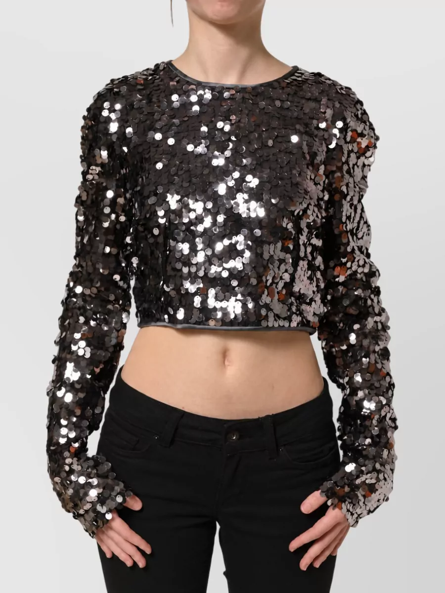 Dolce&Gabbana sequined long-sleeve cropped blouse