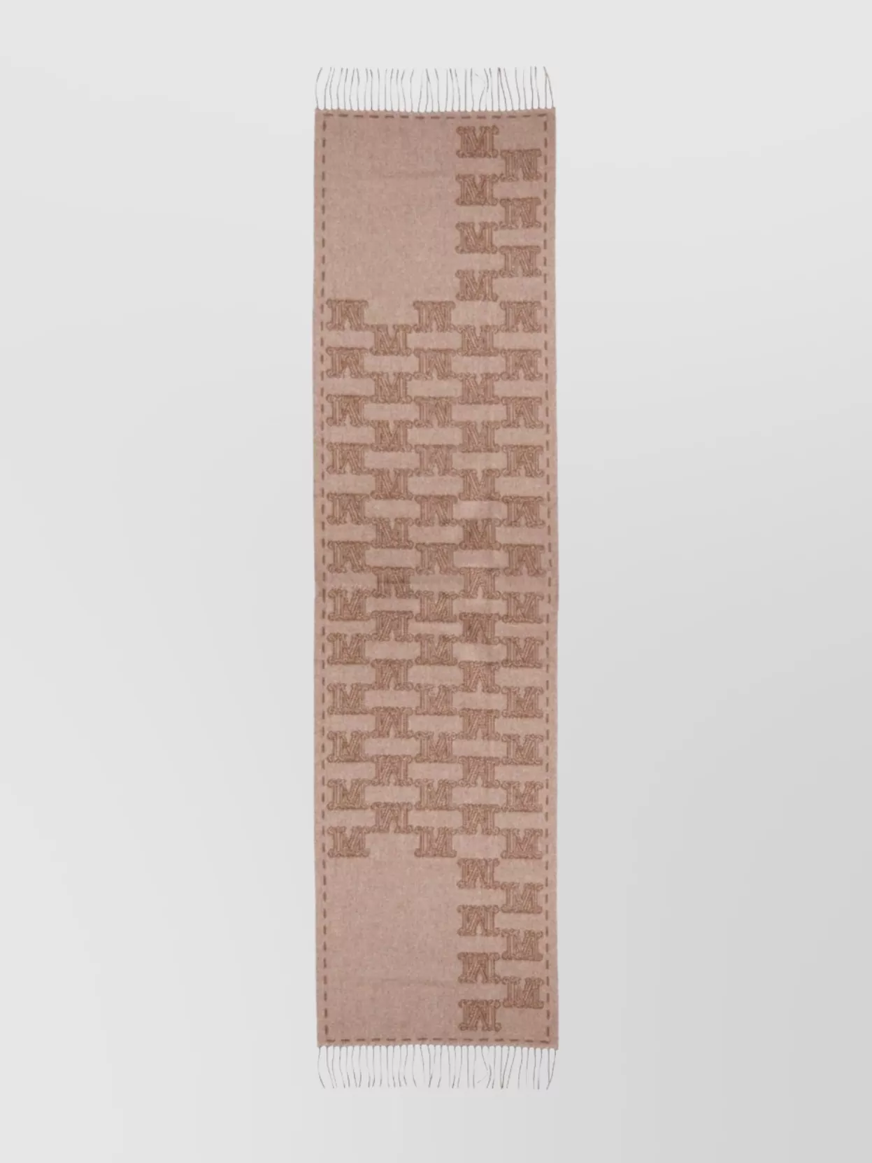 Max Mara Reversible Cashmere Scarf Fringe Detail In Brown