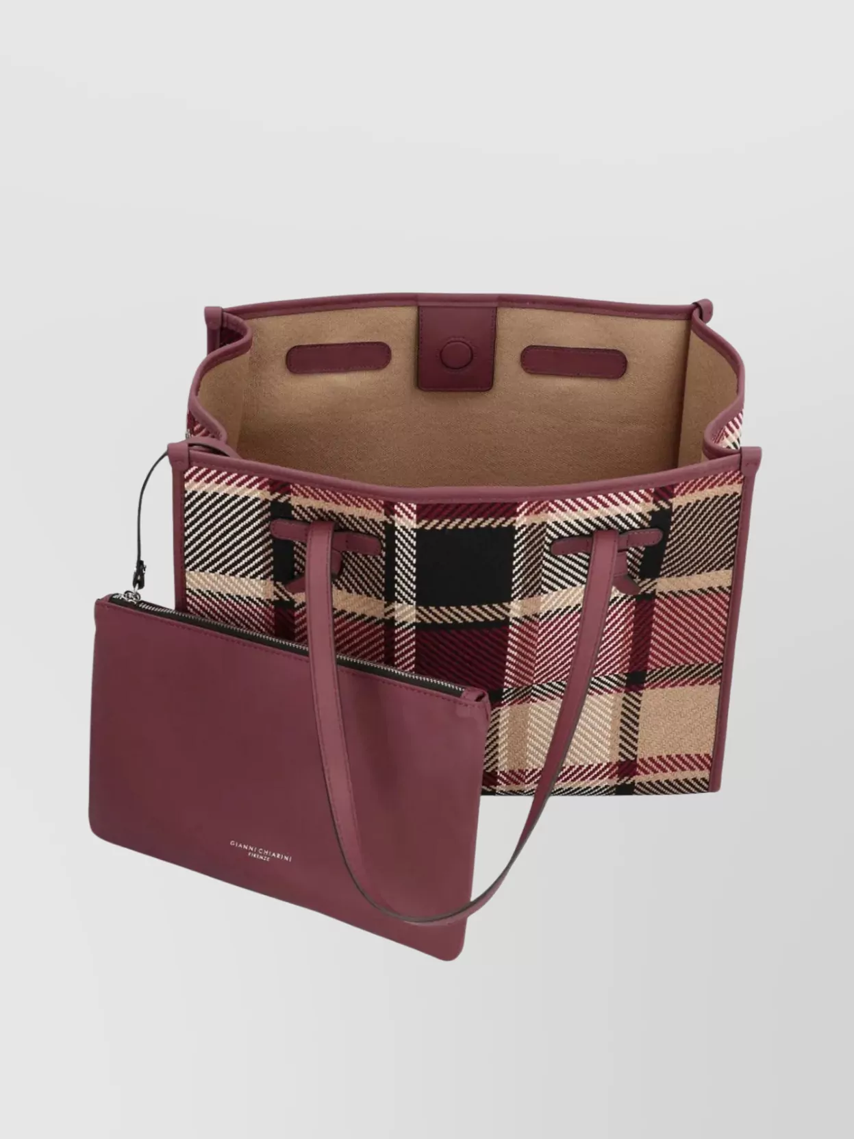 Gianni Chiarini Marcella Plaid Leather-trimmed Tote Bag