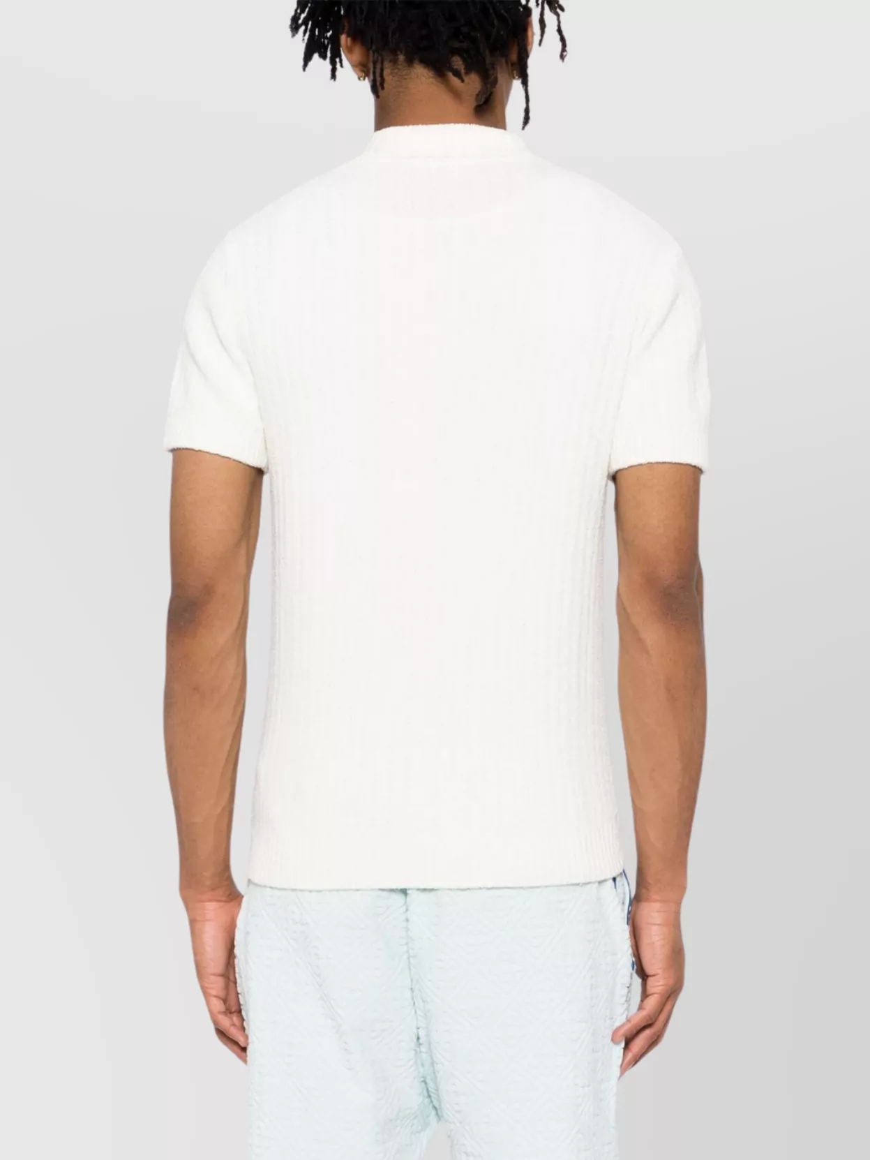 Casablanca Textured Cotton Blend Polo Shirt With Ribbed Collar