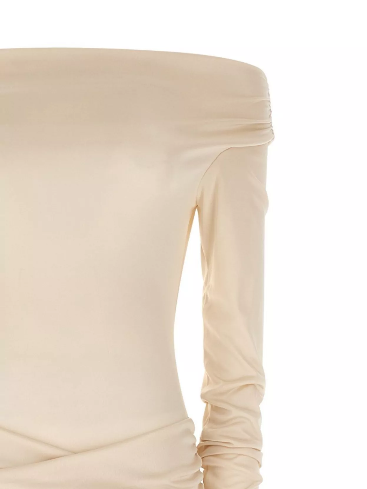 The Andamane Off-The-Shoulder Fitted Dress Draped Fabric