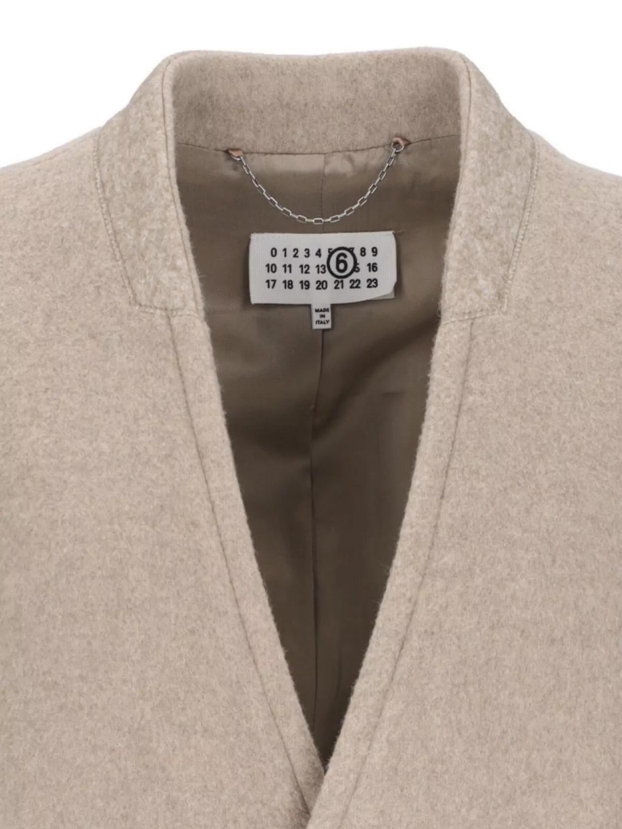 Mm6 Maison Margiela Belted Long Length Jacket With Back Seam In Neutrals