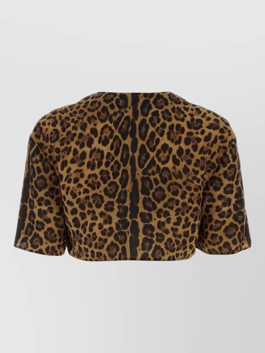 Valentino Garavani Silk Escape Top Cropped Animal Print