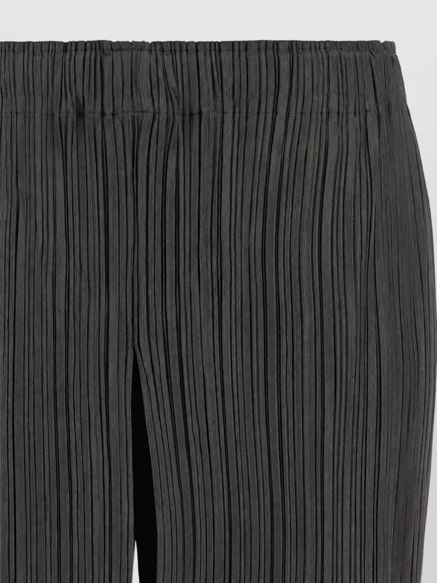 Pleats Please Issey Miyake Pleated Wide-Leg Cropped Trousers