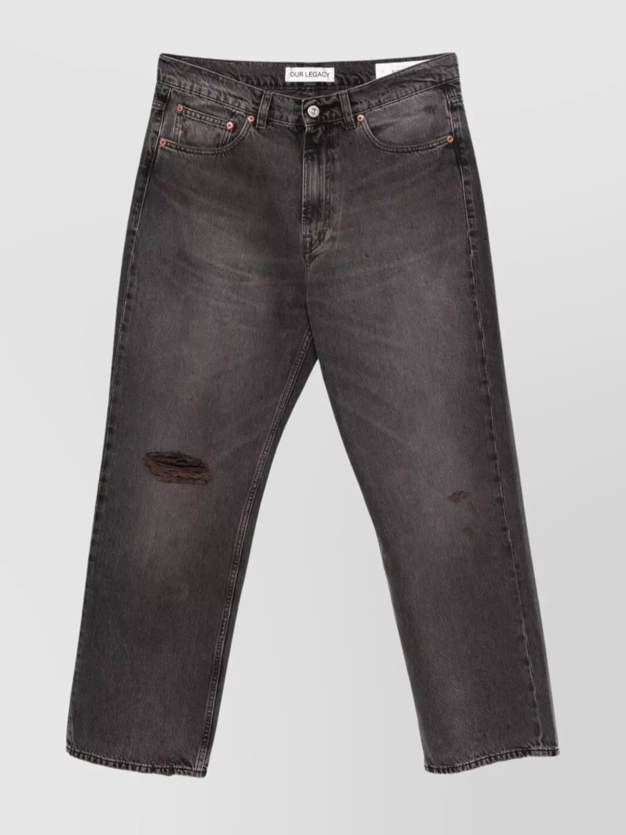 Our Legacy Straight Leg Distressed Five-pocket Jeans In Brown