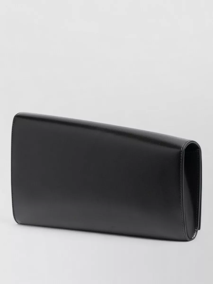 Celine Leather Asymmetric Logo Print Clutch Bag