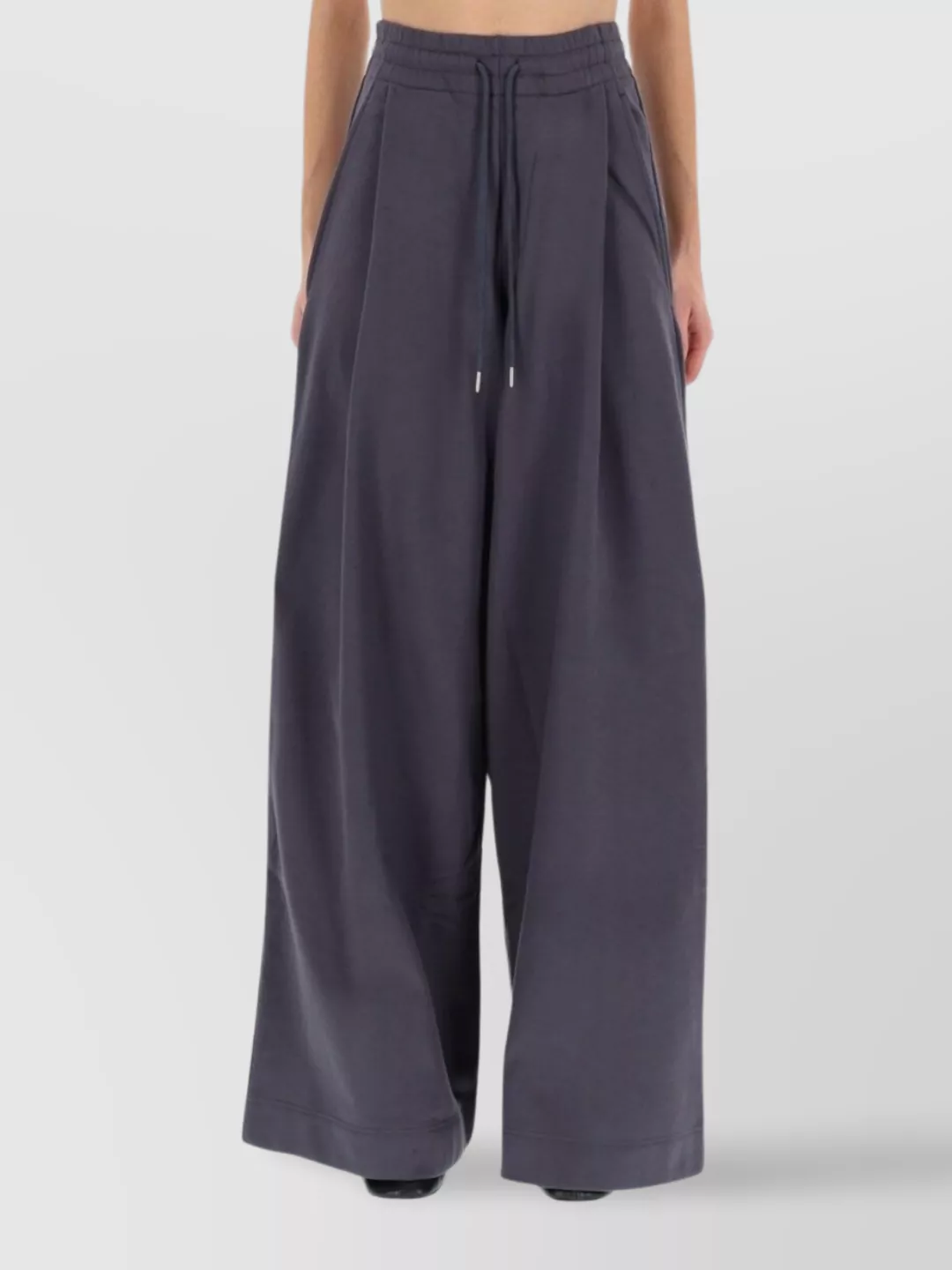 Dries Van Noten Wide-leg Trousers Elastic Waistband Side Pockets In Blue