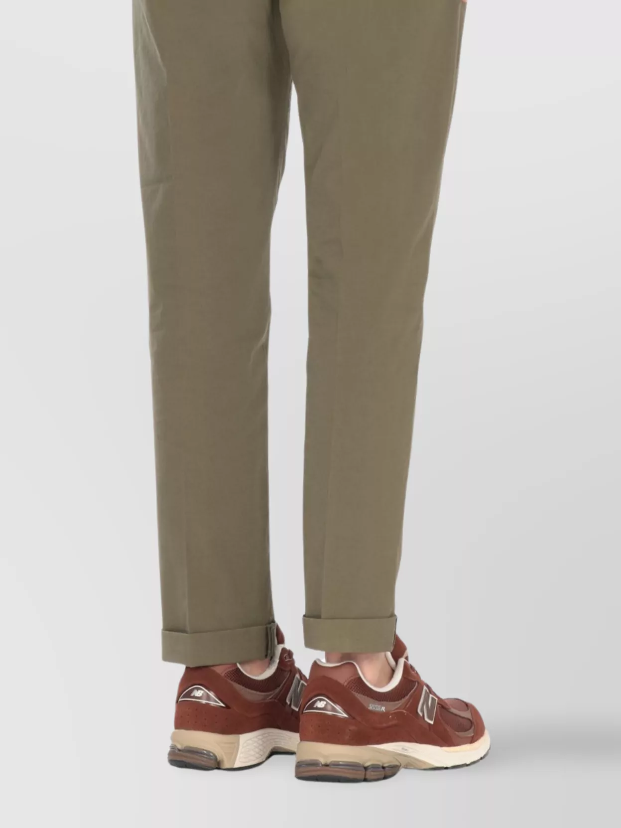 Dondup Straight Cotton Trousers Cuffed Hem In Green