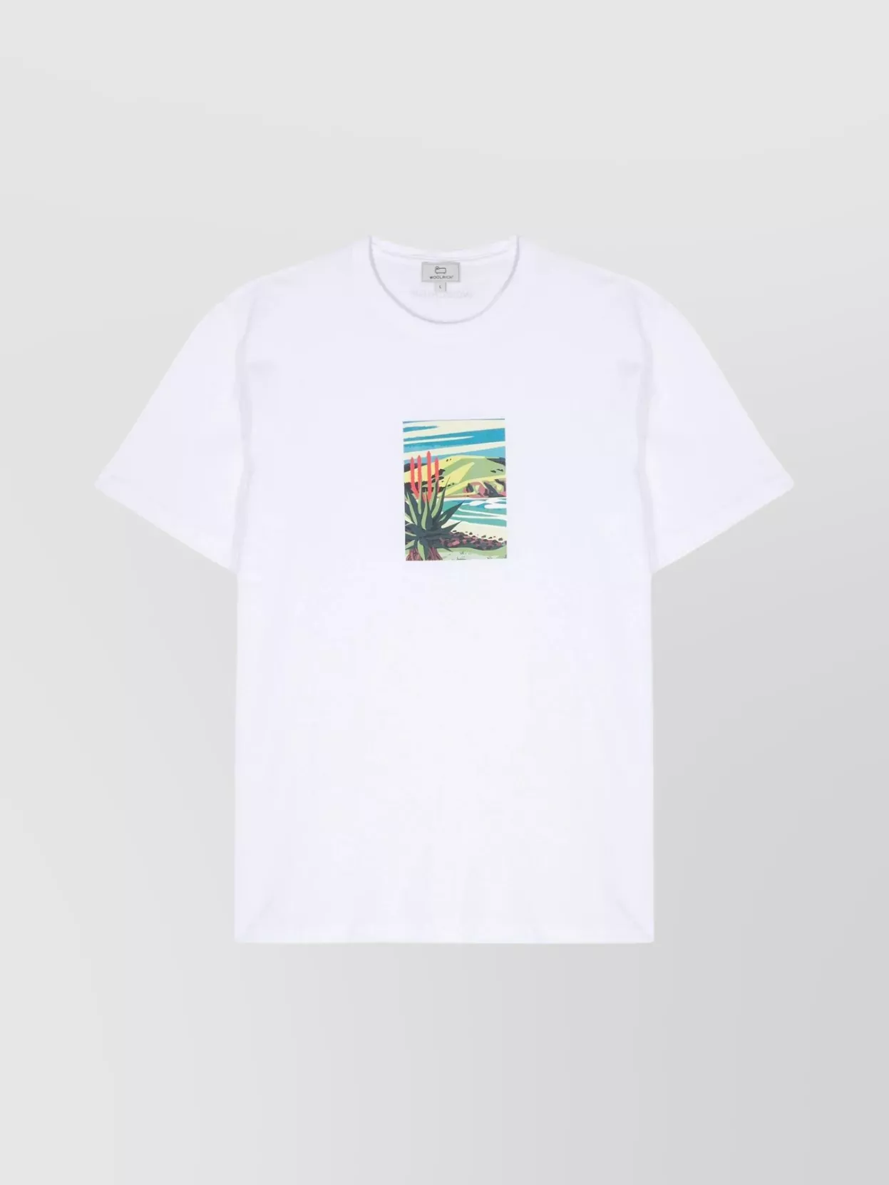 Shop Woolrich Landscape Print Cotton Crew Neck T-shirt