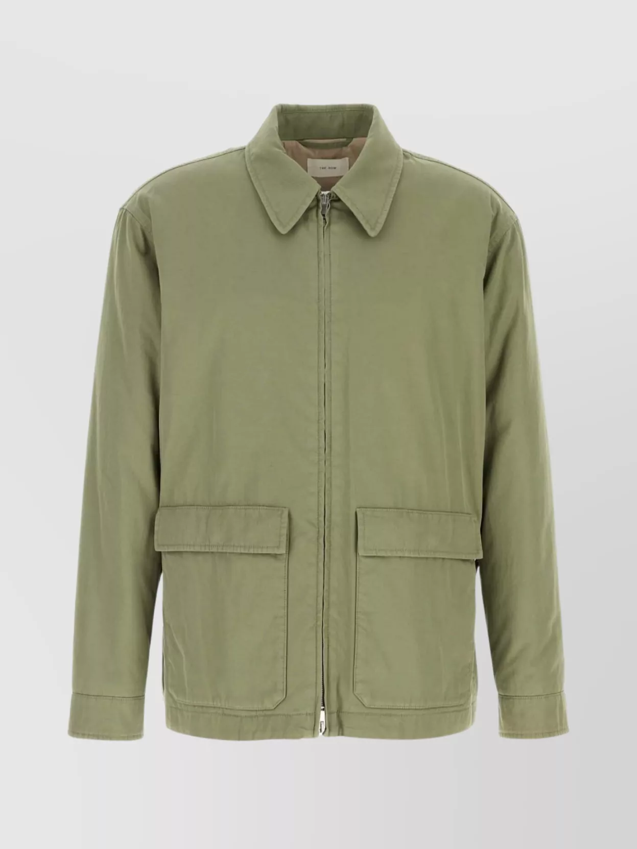 The Row Cotton Blend Justo Jacket Featuring Collar In Green