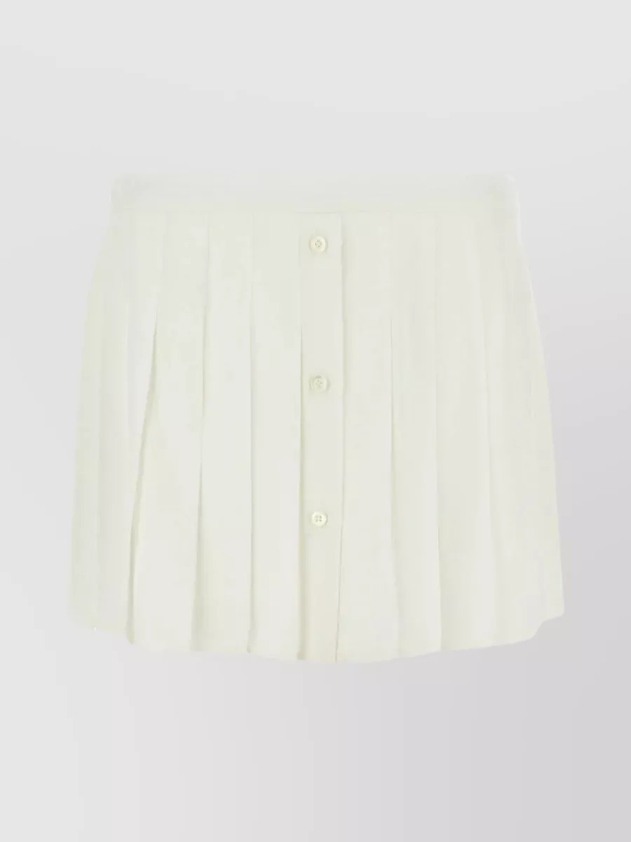 Shop Prada Silk Pleated High Waist Mini Skirt In Beige