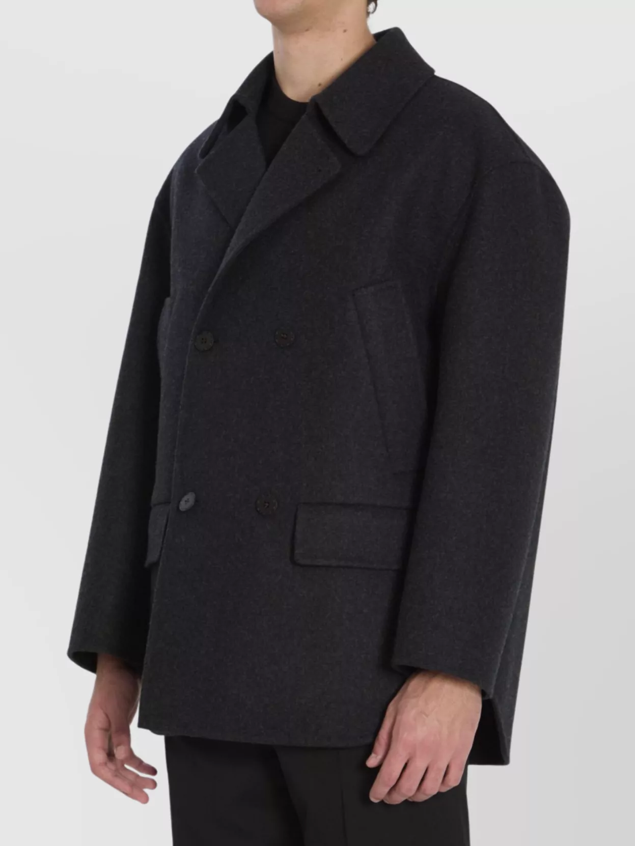 Fendi Double-Breasted Wool Coat Dropped Shoulders