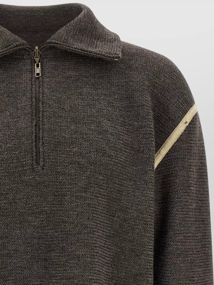 Maison Margiela Wool Ribbed High-Neck Quarter-Zip Sweater