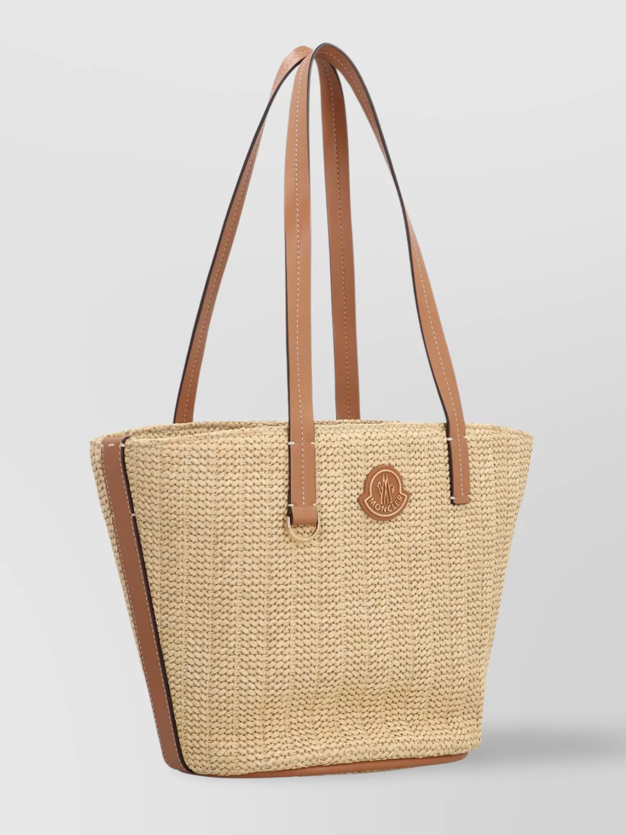 MONCLER RAFFIA TOTE BAG LEATHER HANDLES
