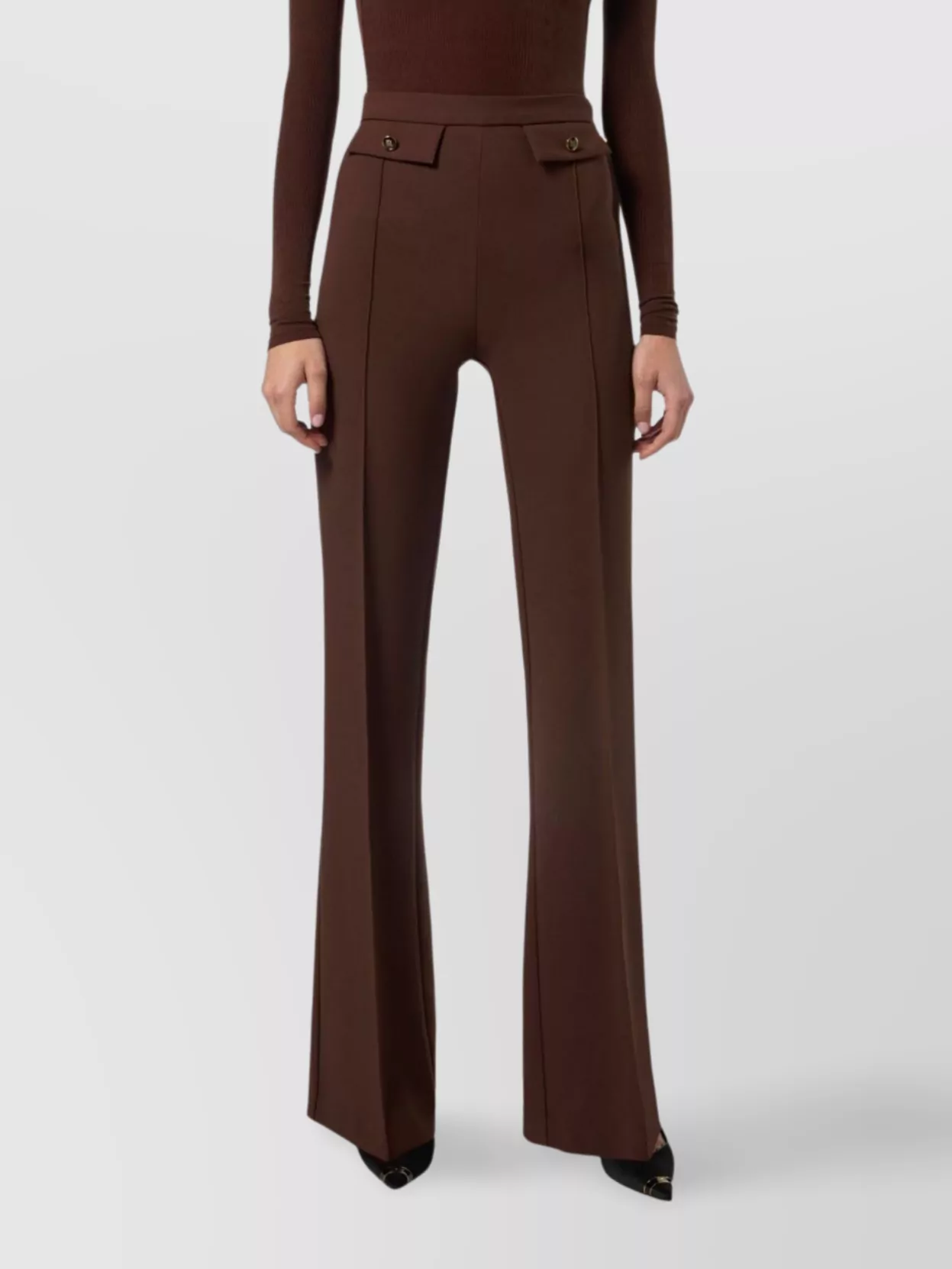 Elisabetta Franchi Flared Leg Trousers Gold-Tone Buttons