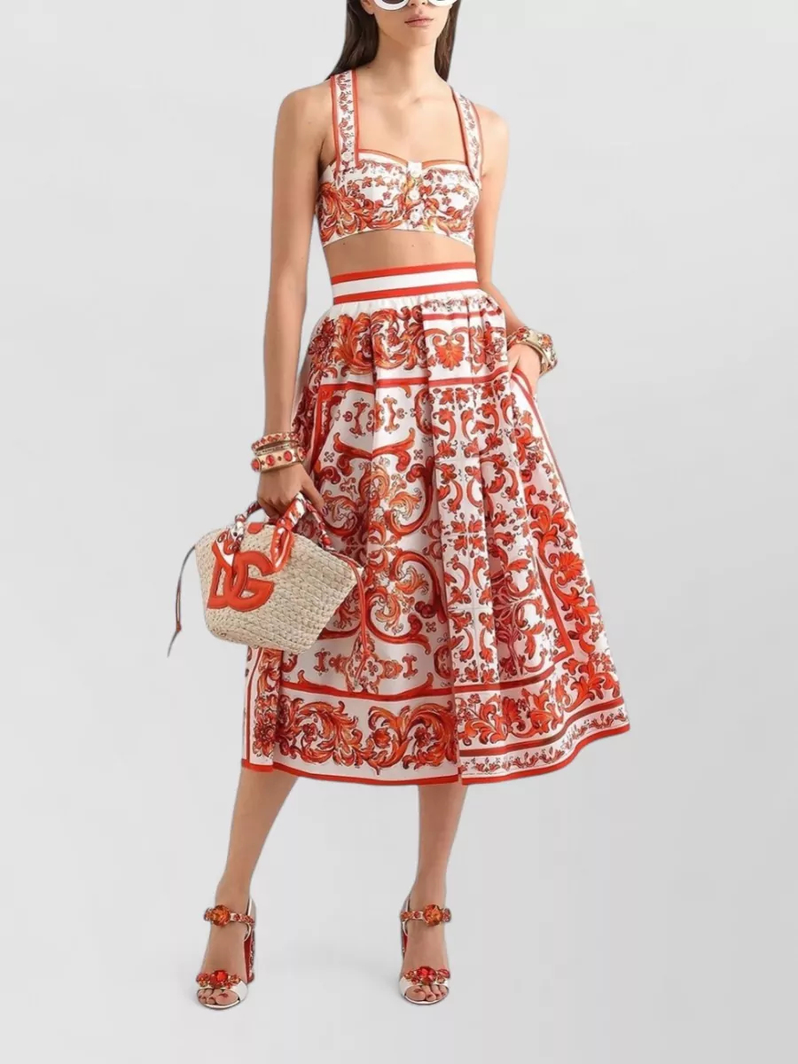 Dolce&Gabbana Floral-Print Pleated Skirt