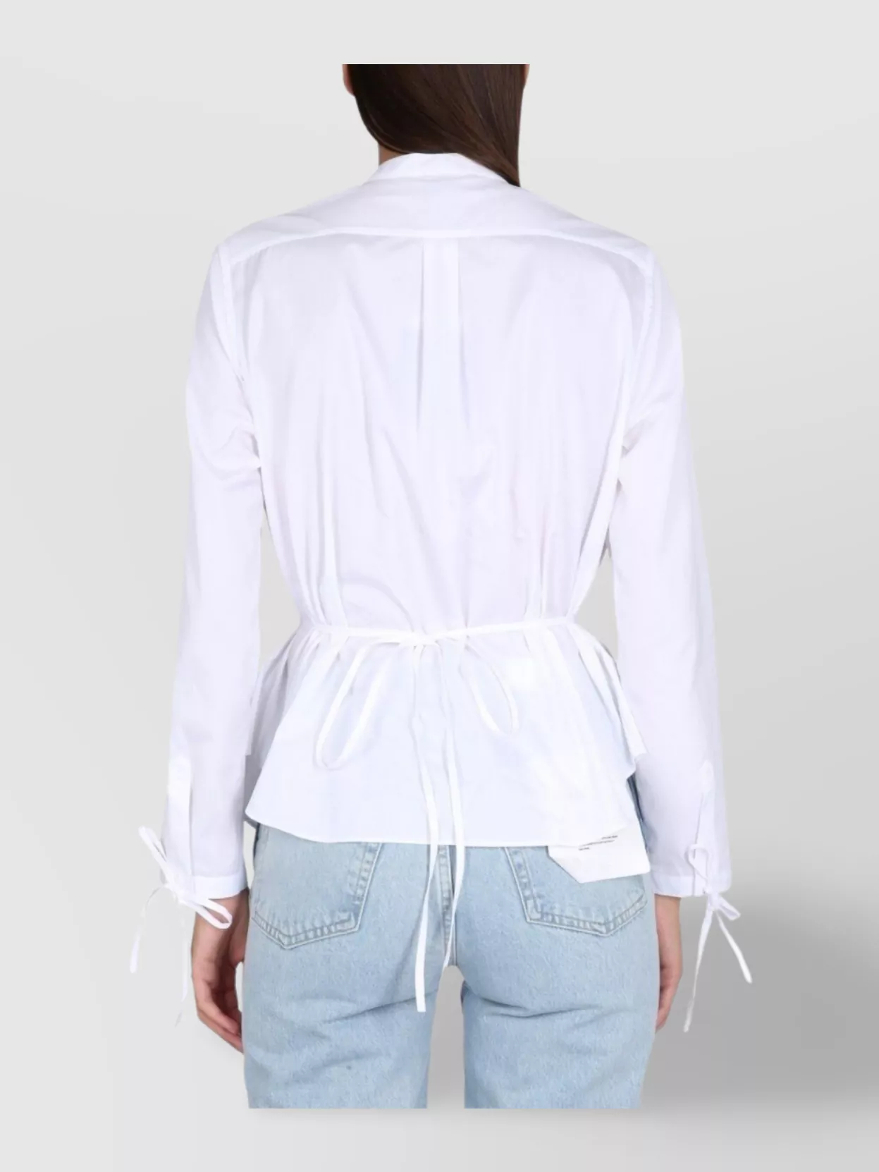 Shop Aspesi Shirt With Korean Collar And Peplum Waist