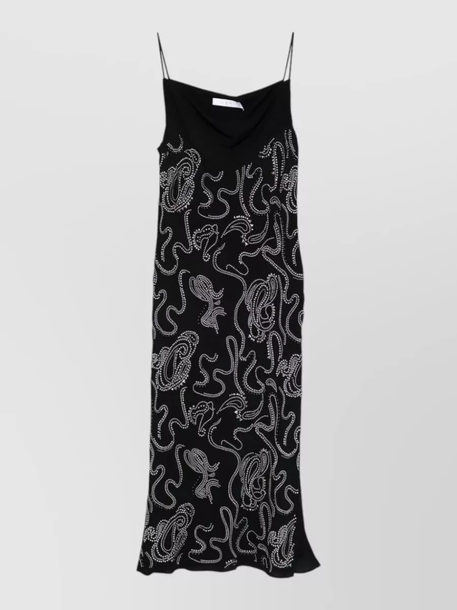 Iro studded sleeveless cowl neck midi dress