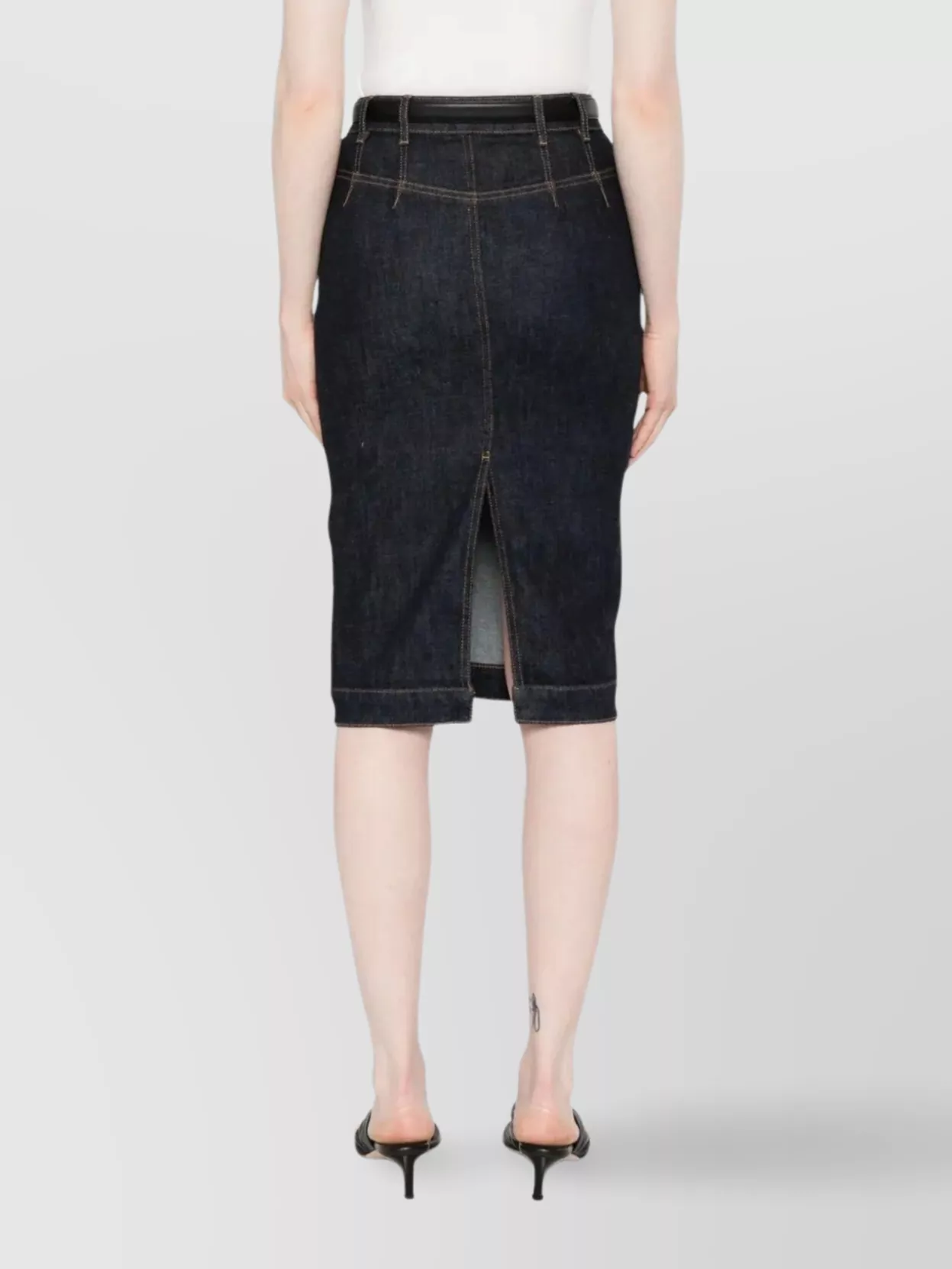 Self-Portrait Denim Midi Skirt Front Pockets