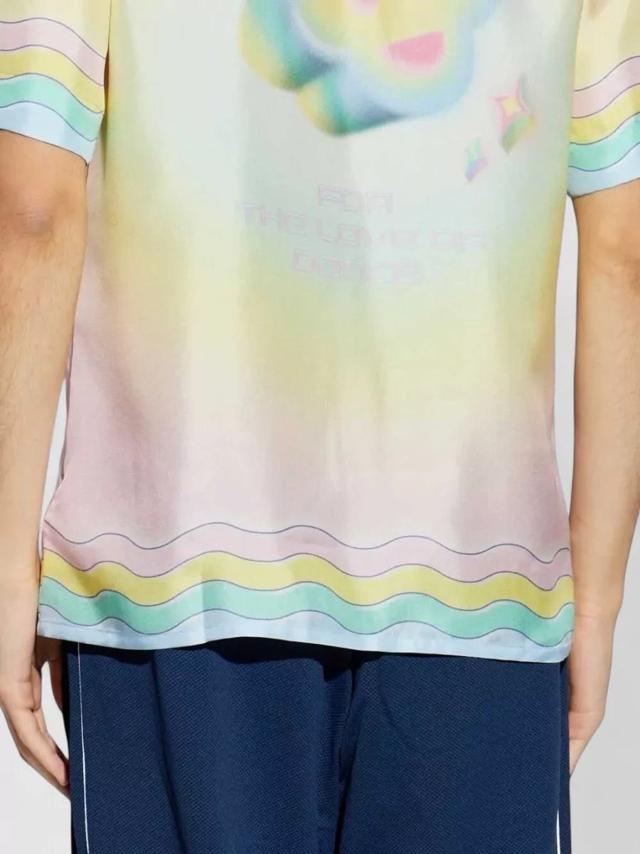 Casablanca Silk Printed Cuban Collar Short-Sleeve Shirt