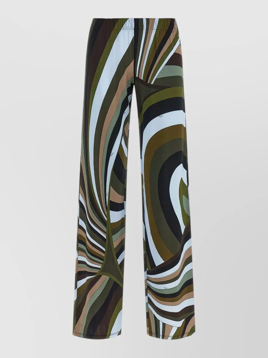 Pucci viscose printed mid-rise flared wide-leg trousers