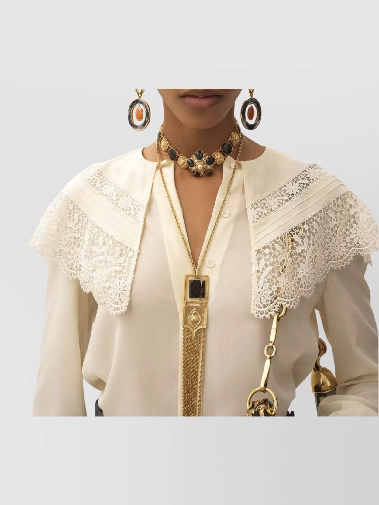 Chloé Lace-trimmed Organic Silk Crepe De Chine Blouse In Neutral