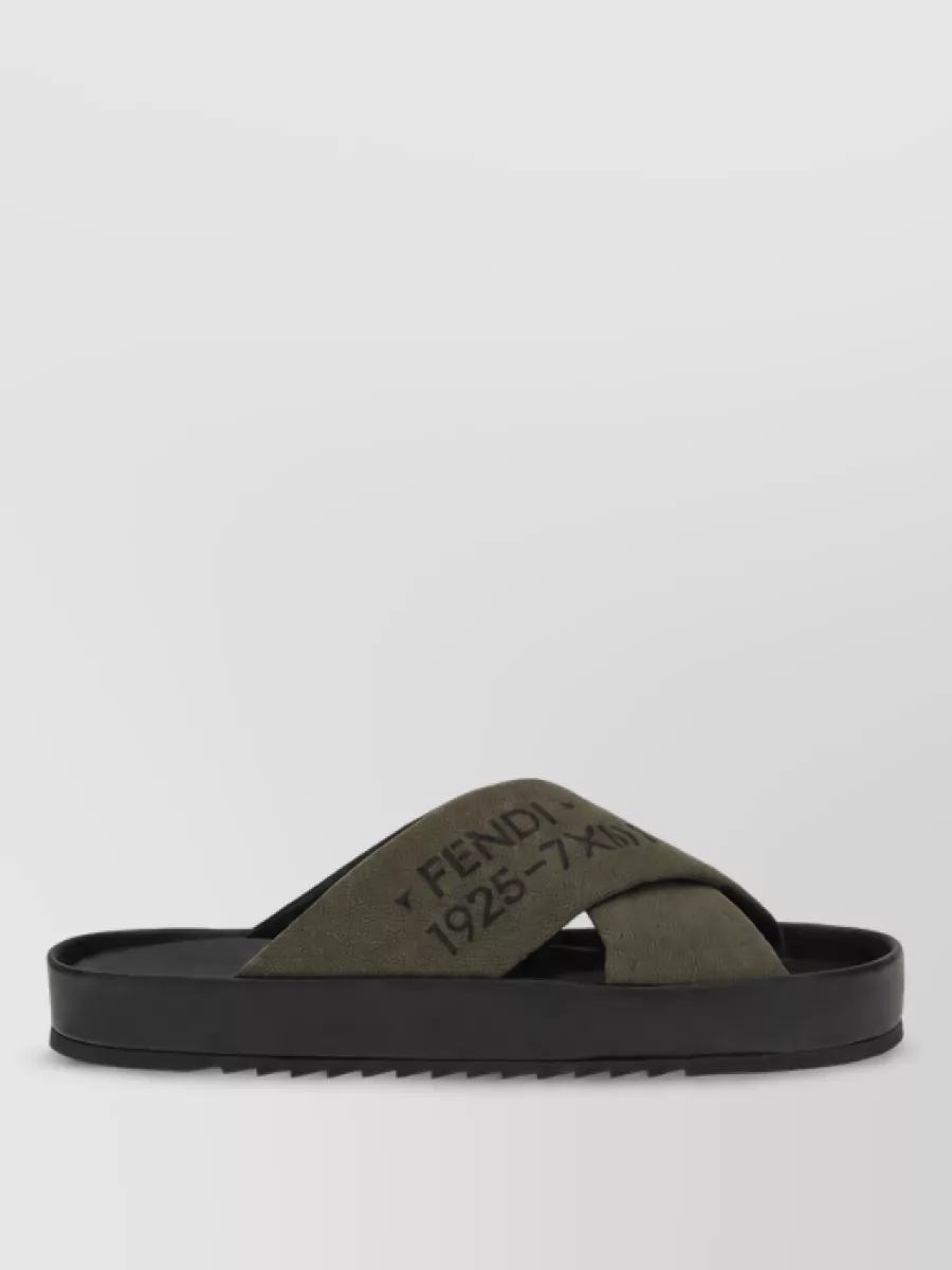 Fendi polyester double strap slides