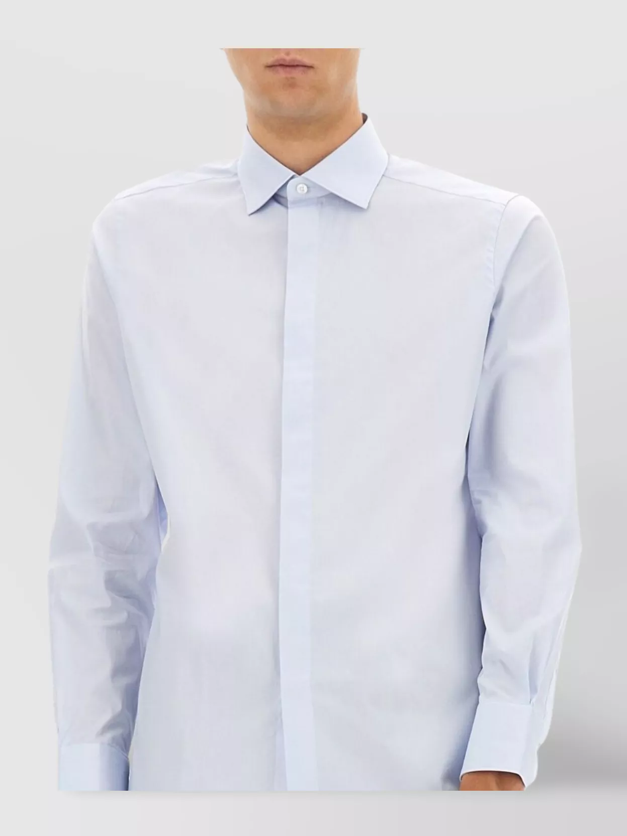 Zegna Long Sleeve Button-Down Collar Cotton Shirt
