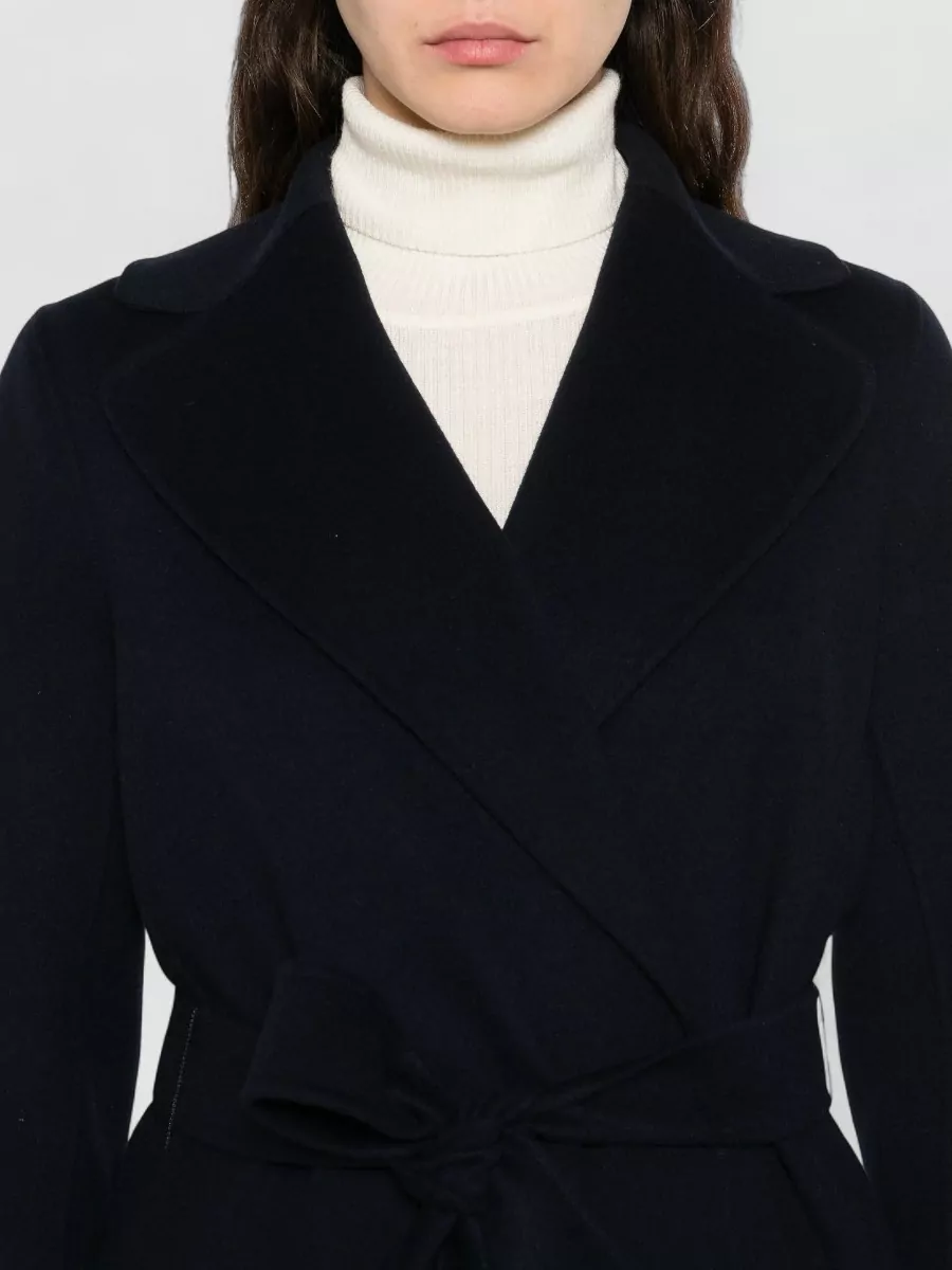 S Max Mara Belted Long Coat Lapel Collar Poldo