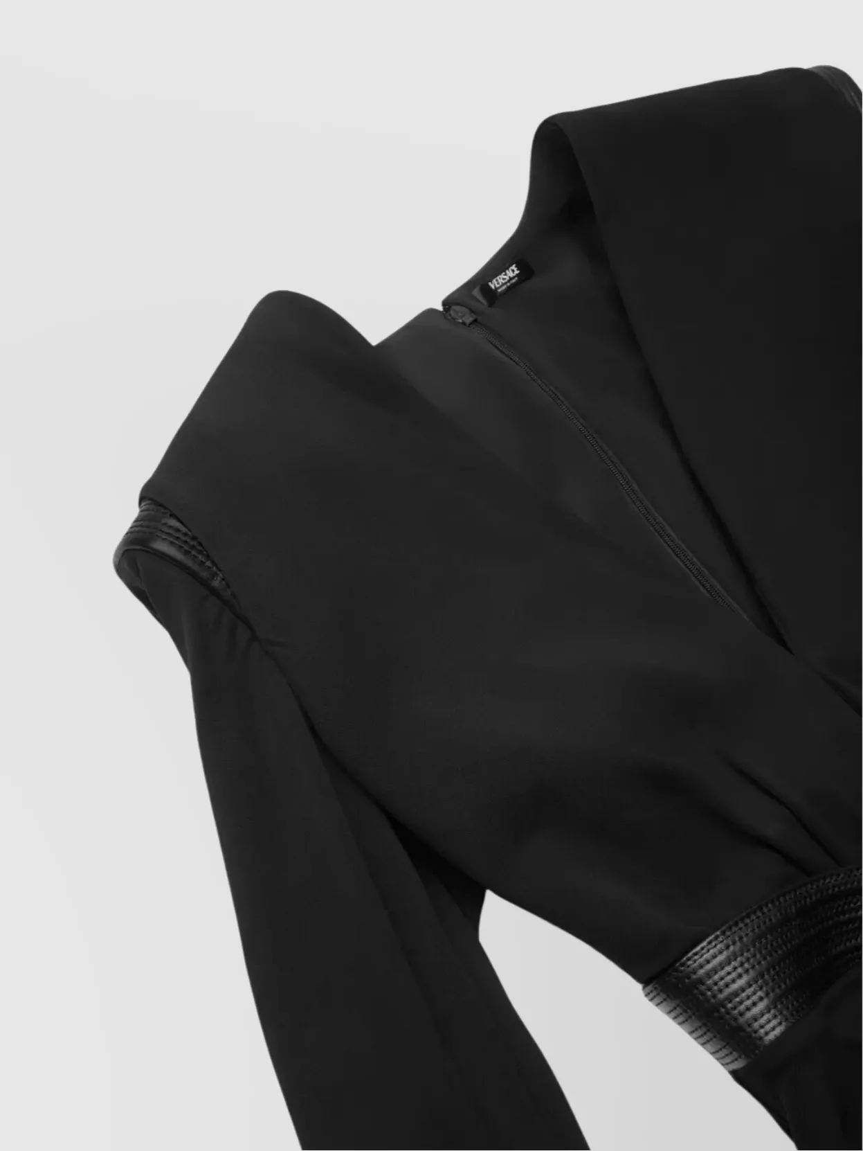Versace Draped Front Long Sleeve Jersey Bodysuit