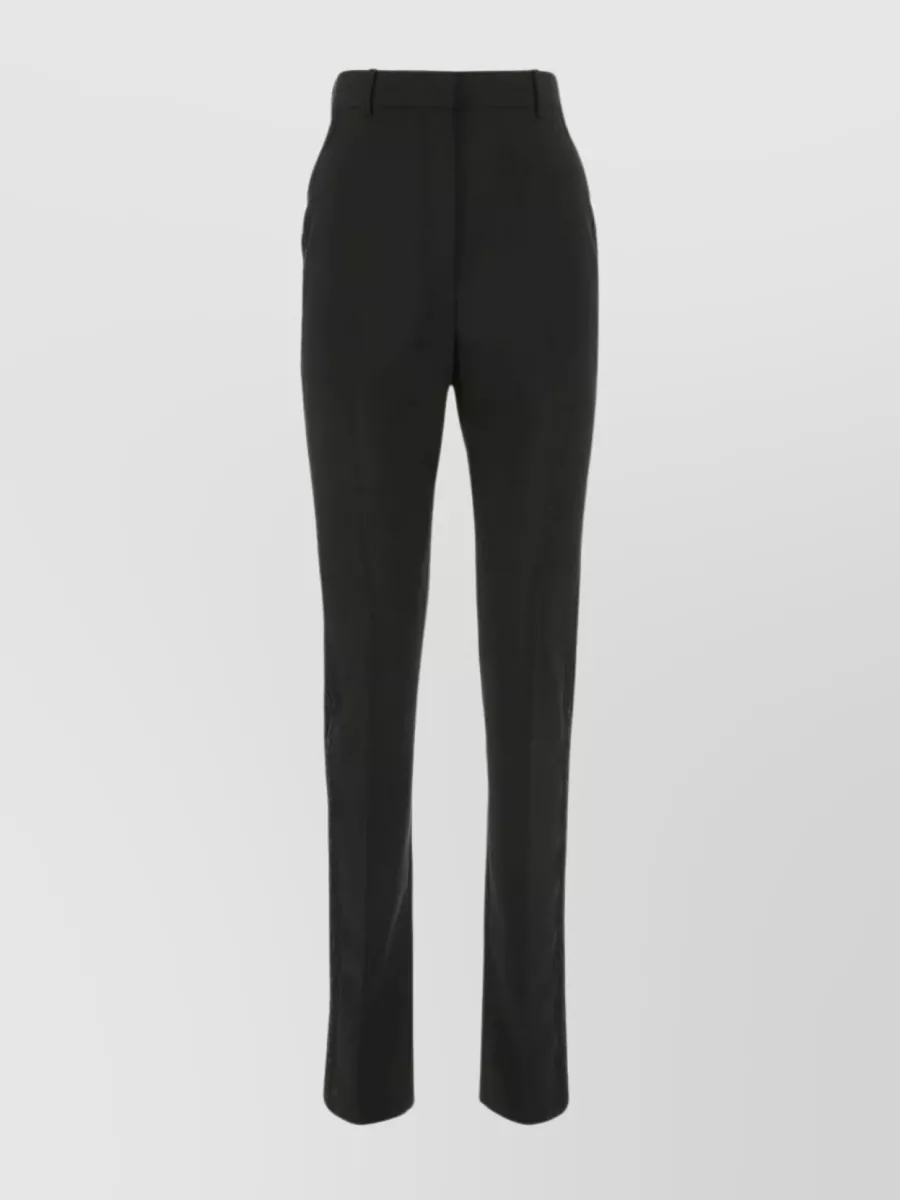 Shop Alexander Mcqueen Structured Wool Trousers With Side Detailing In Black
