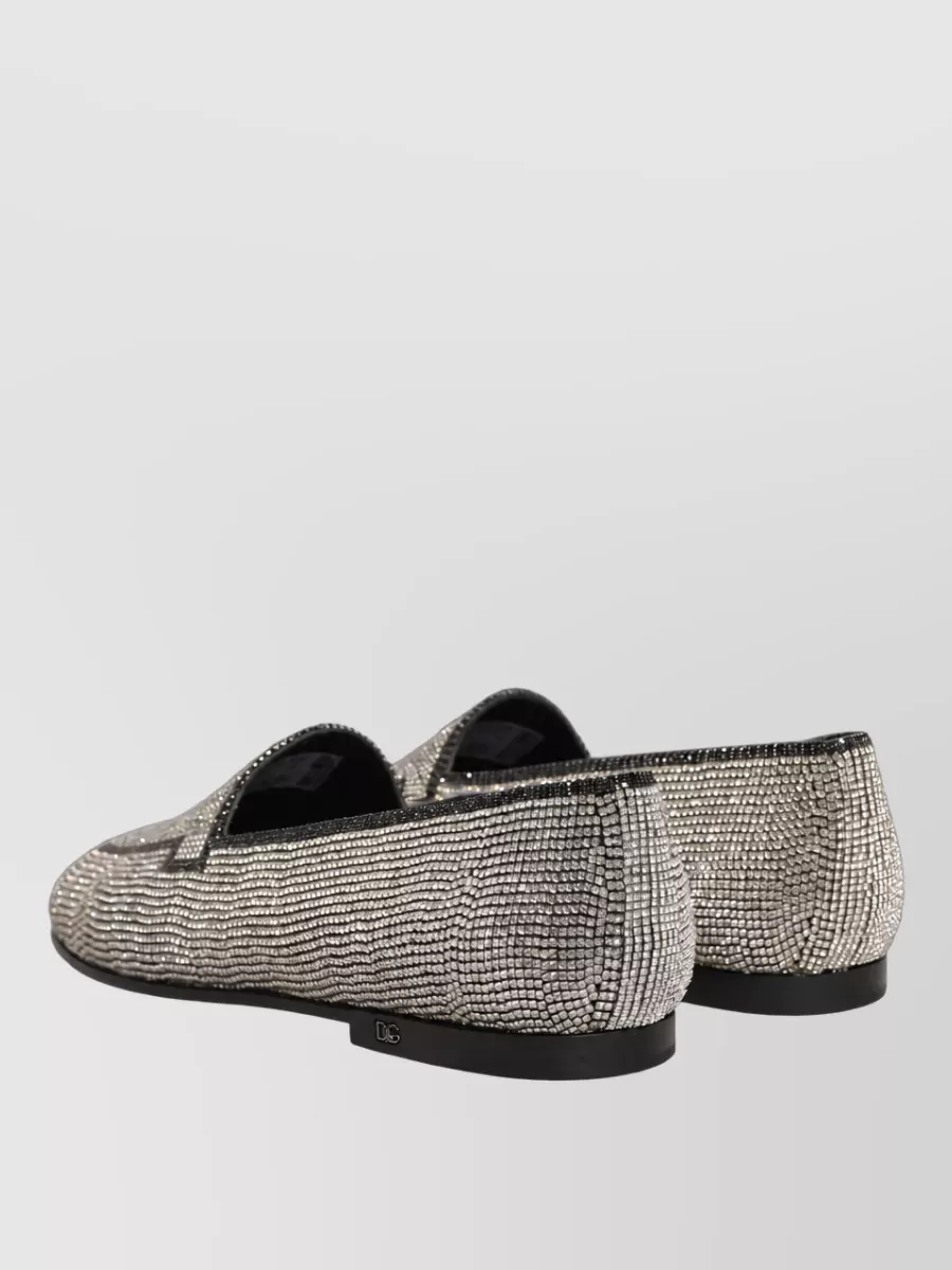 Dolce&Gabbana Crystal-Embellished Leather Slippers