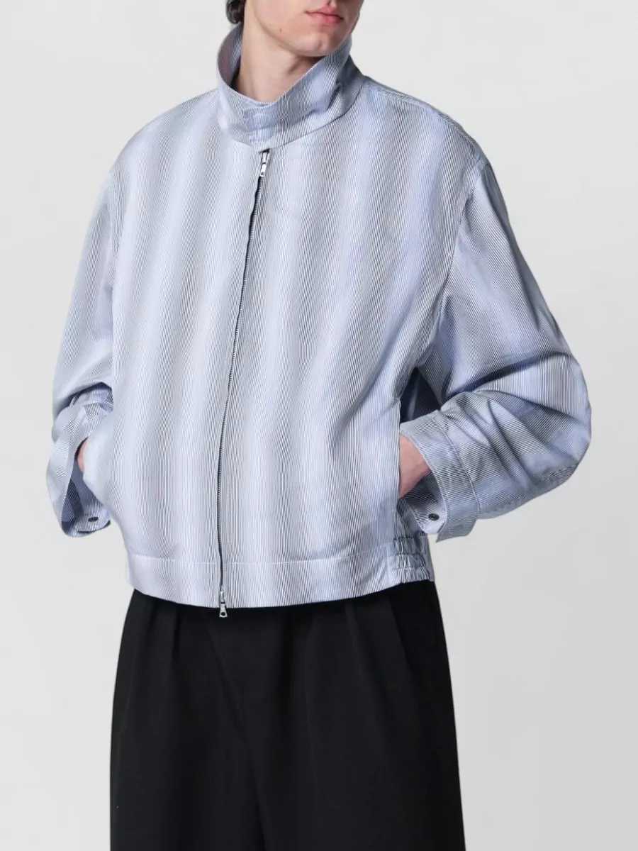 Dries Van Noten textured striped cotton zip jacket