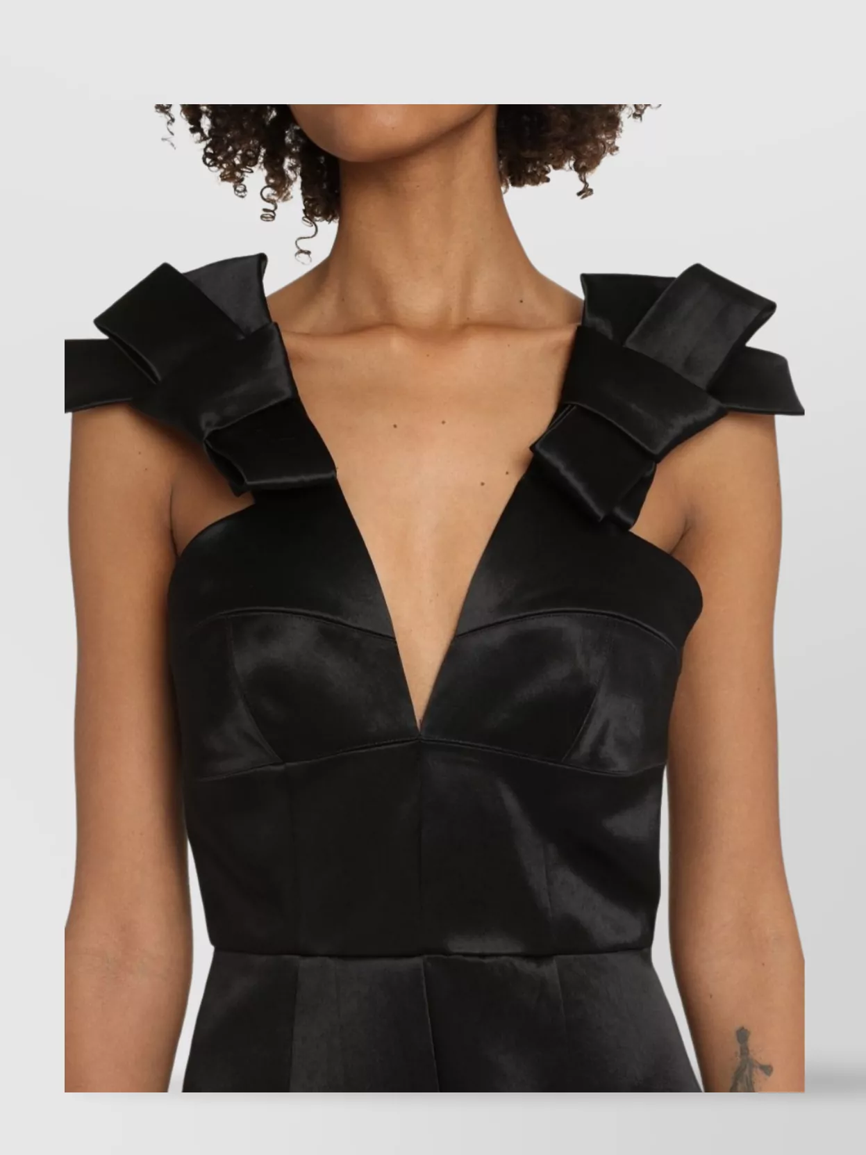 Jil Sander Satin Midi Dress With Bow Accents