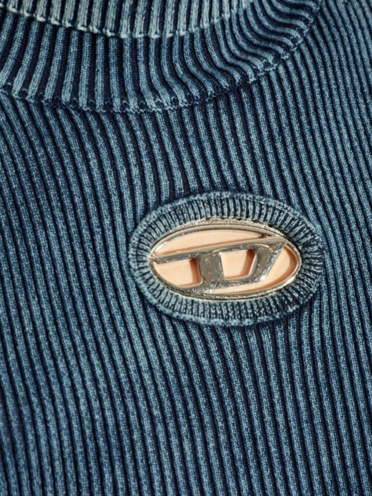 Diesel Cropped Turtleneck Sweater Ribbed Texture