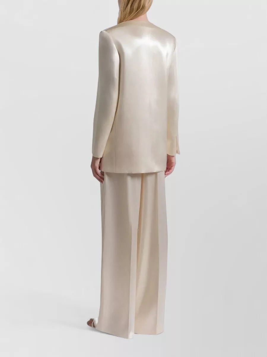 Alberta Ferretti Longline Jacket Satin Finish Notched Lapels