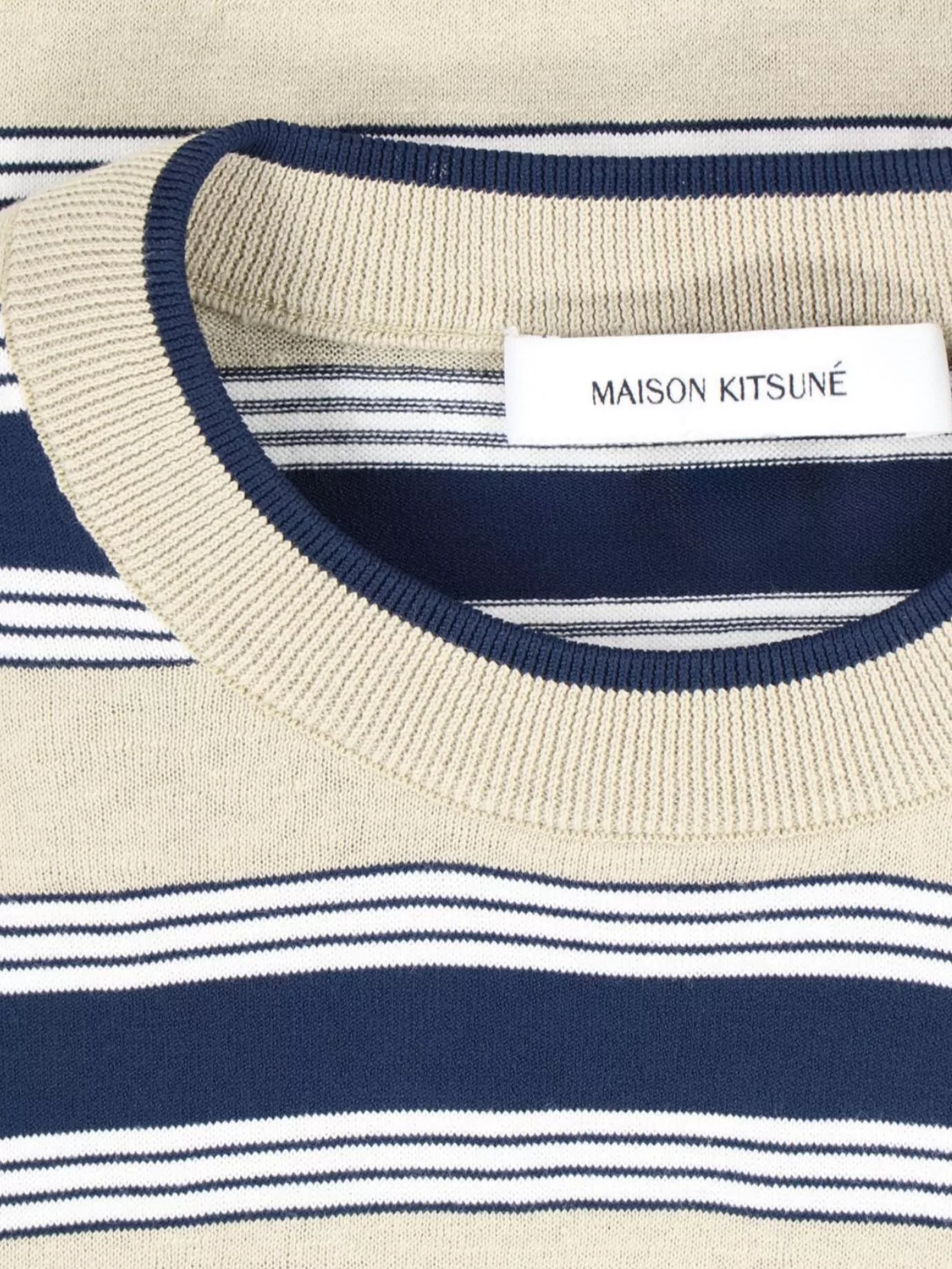 Maison Kitsuné Striped Crewneck Sweater Ribbed Finish