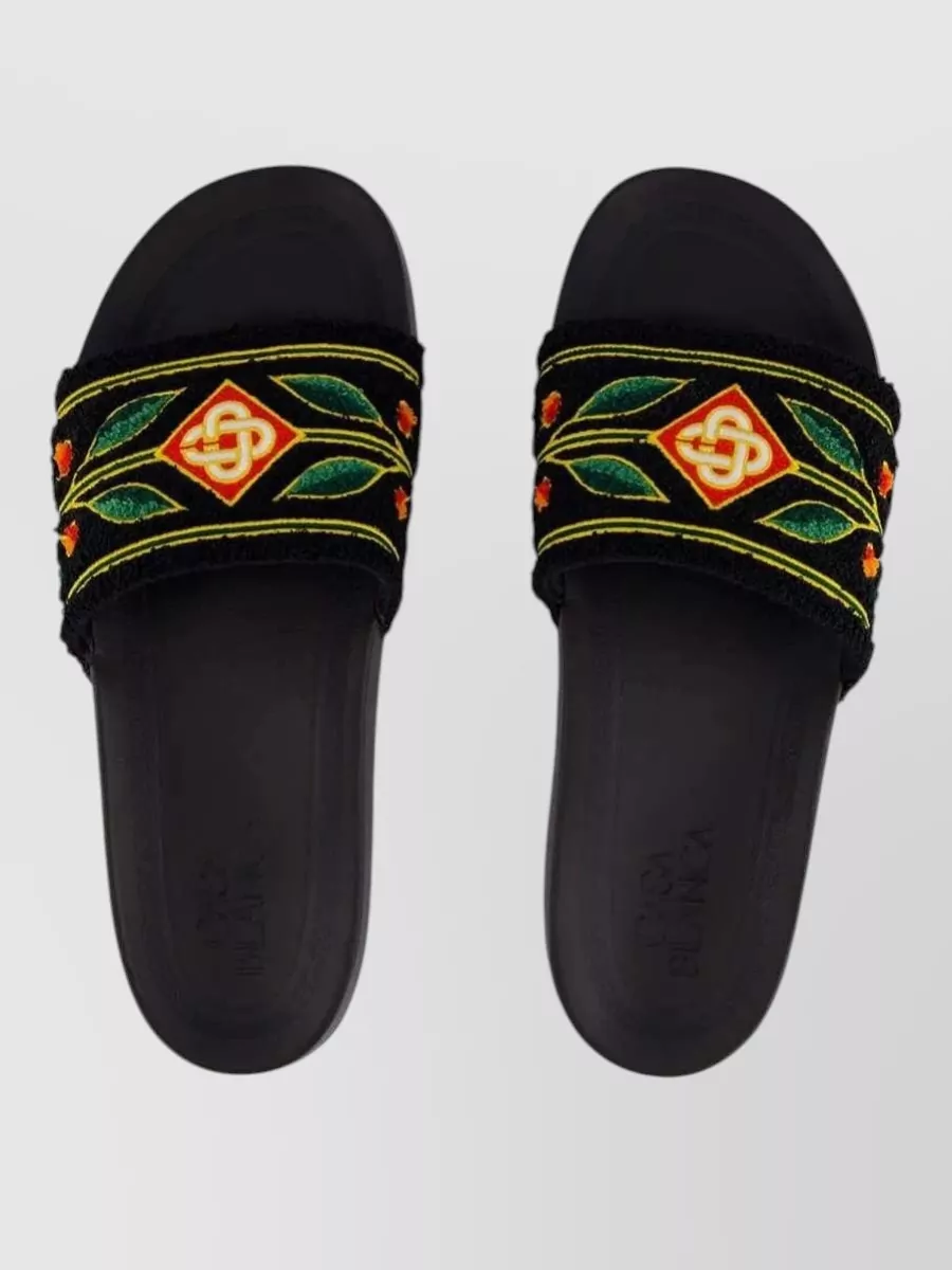 Casablanca Embroidered Terry Slides