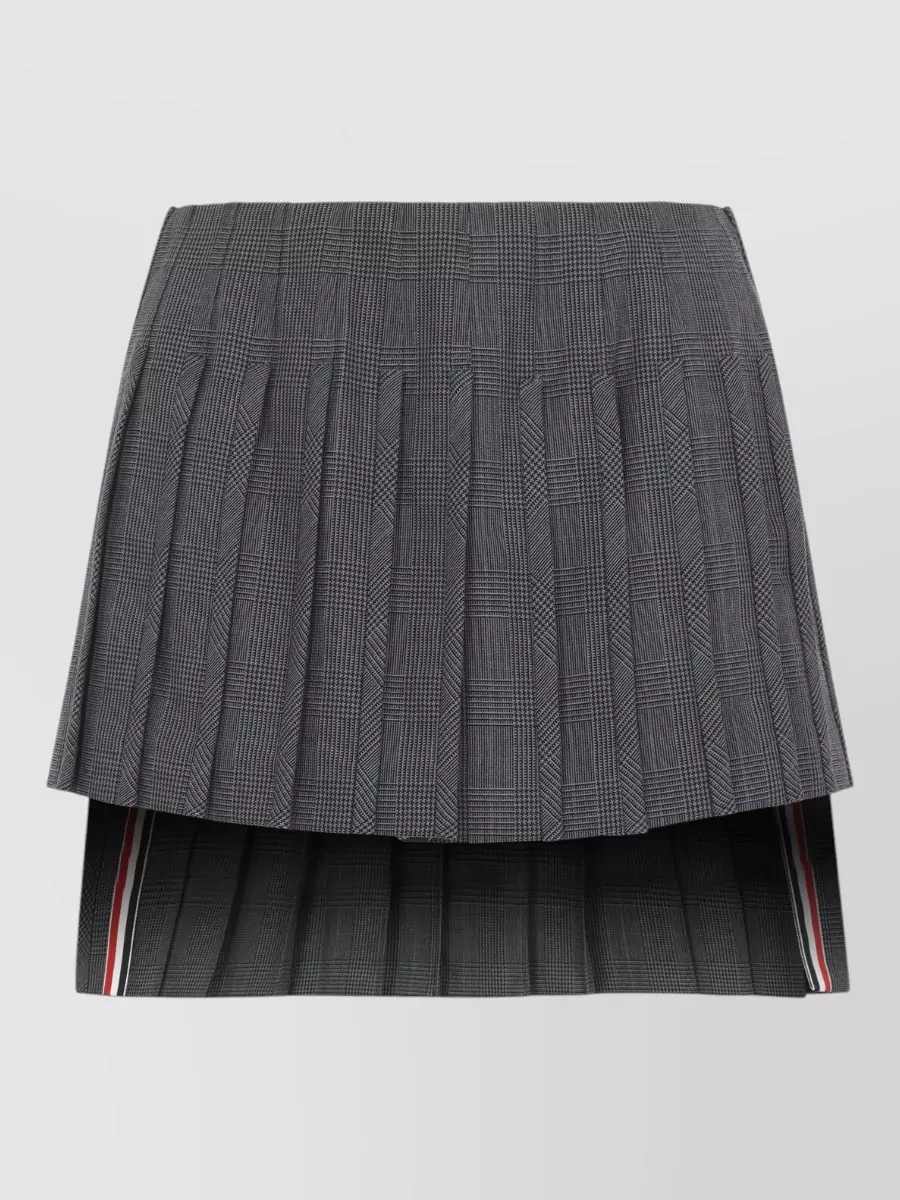 Thom Browne virgin wool low-rise asymmetric pleated mini skirt