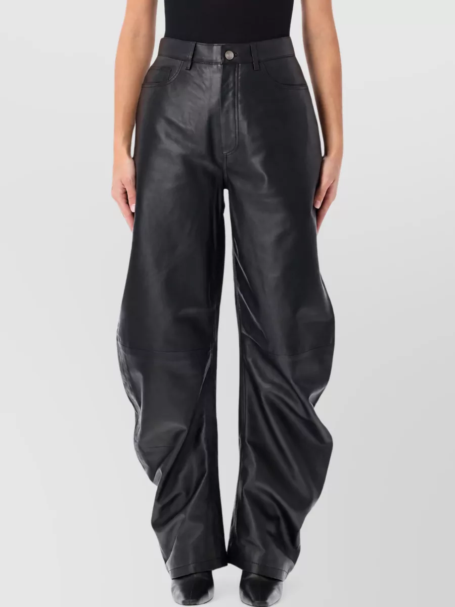 Rotate Leather wide-leg trousers
