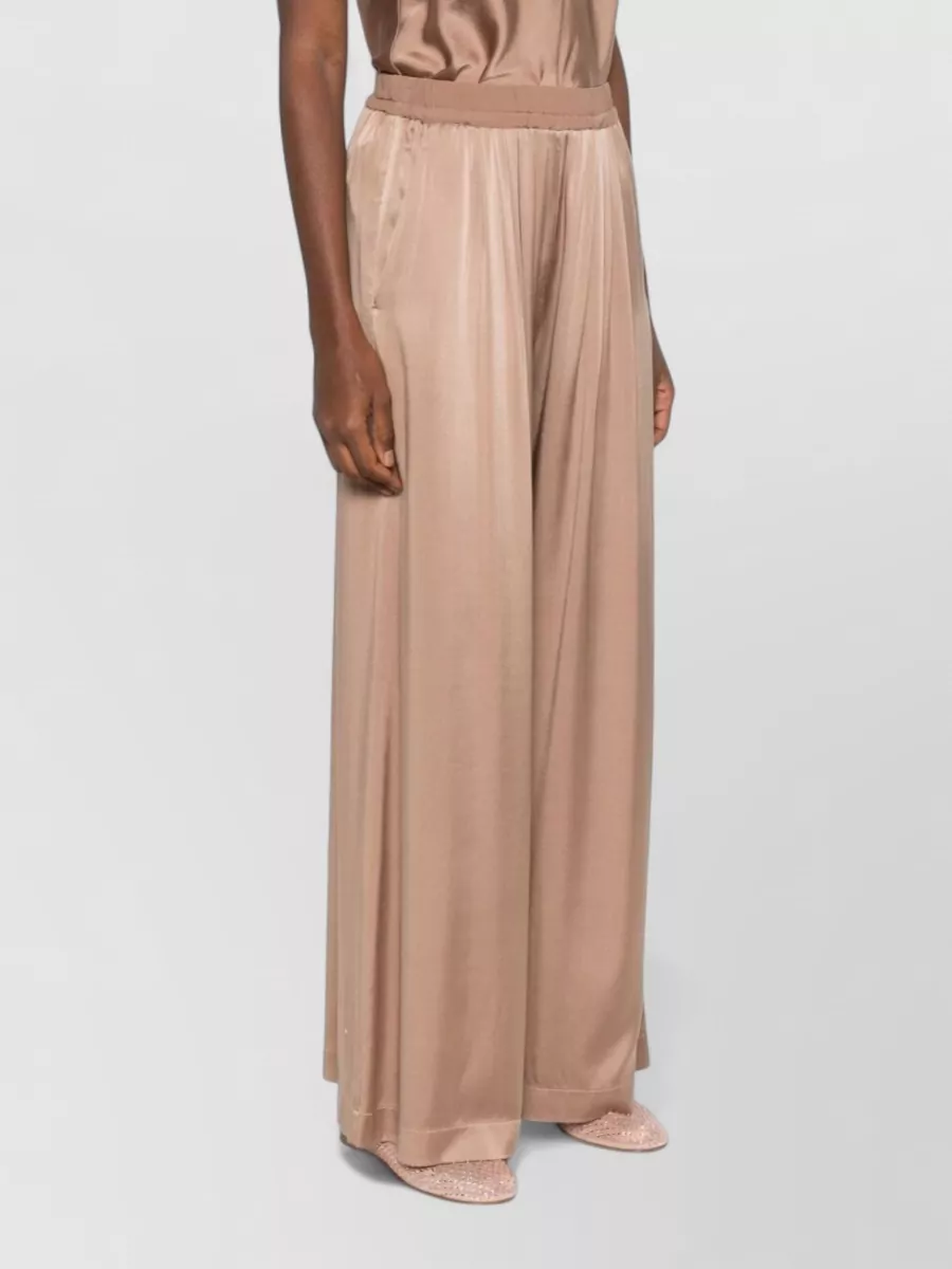 Forte Forte Silk Satin Wide Leg Pleated Trousers