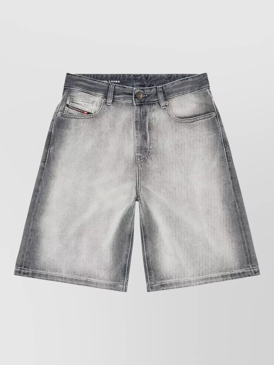 Diesel denim gradient-wash mid-rise relaxed-fit knee-length shorts
