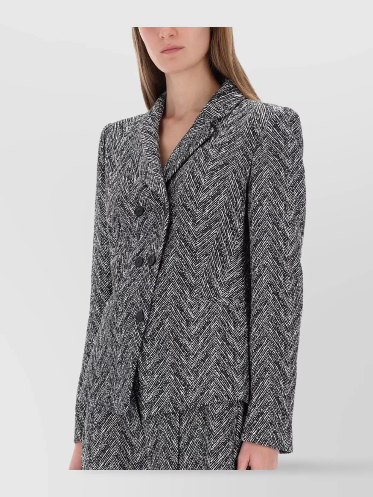 Boss Tailored Chevron Pattern Jacket With Long Sleeves