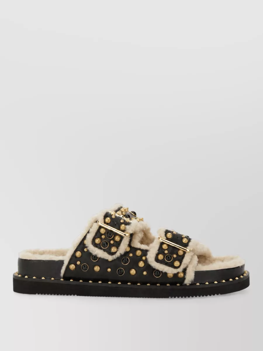 Ash Leather Slides