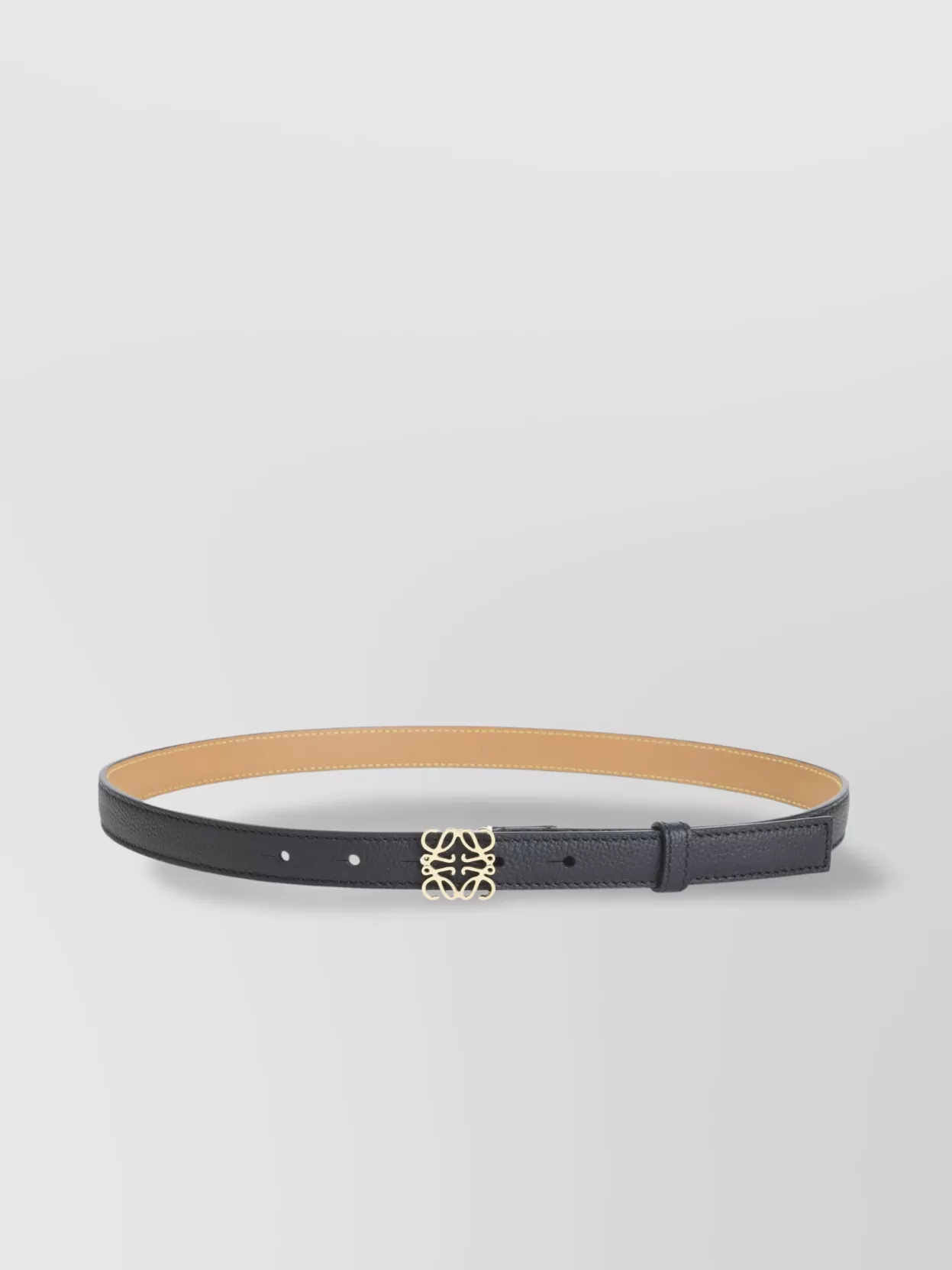 Loewe Textured Calfskin Belt With Gold-tone Buckle In Gray