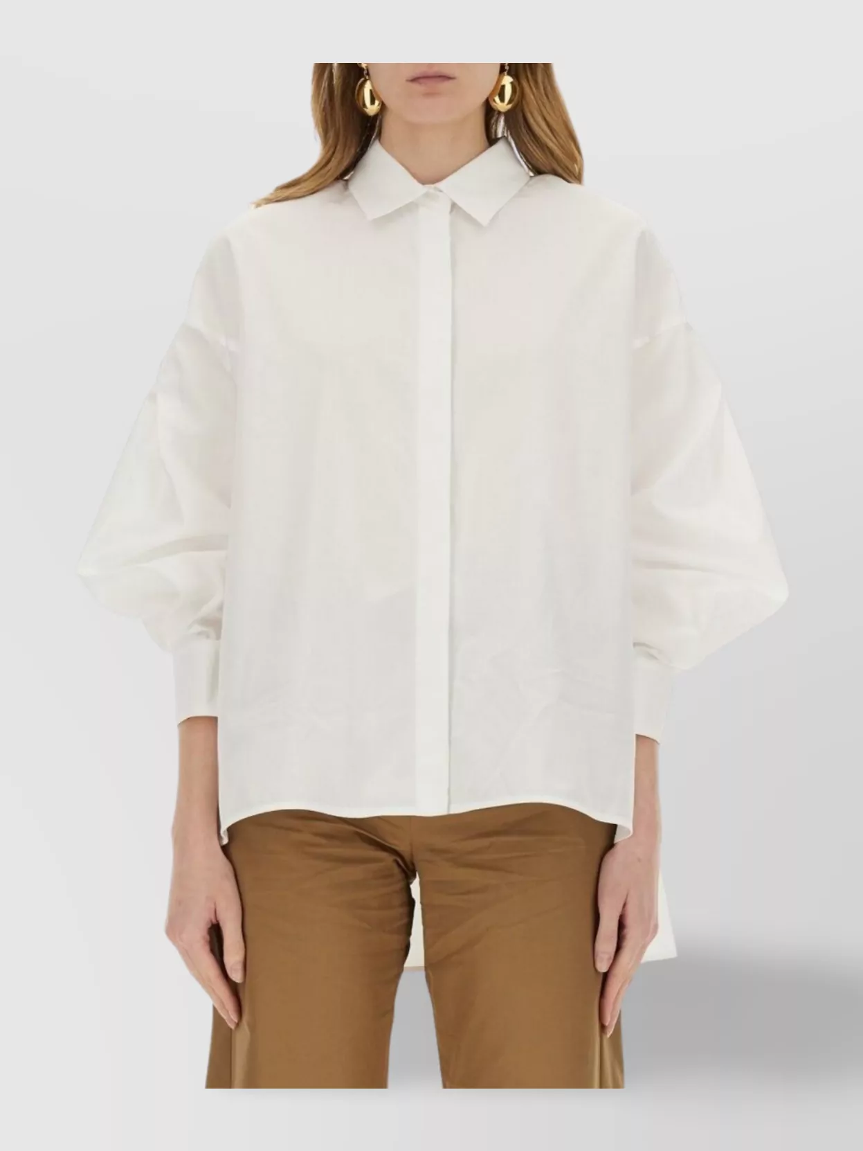 S Max Mara Oversized Collared Shirt Pleated Back
